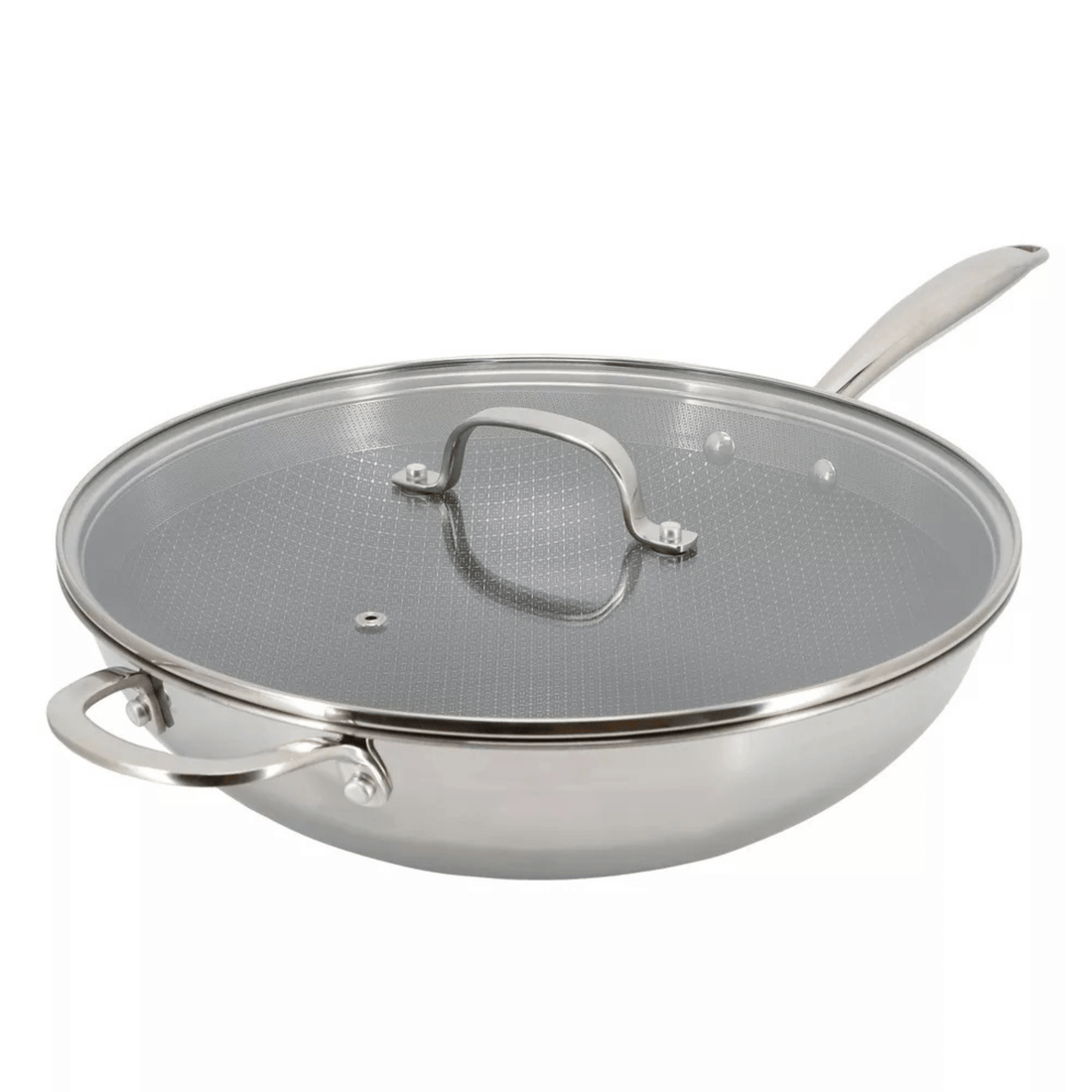 Better Chef 12.5-Inch 3-Ply Stainless Steel Nonstick Wok with Lid
