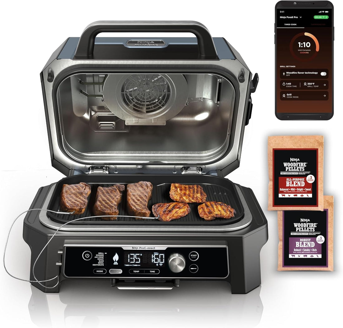 XL Smart Grill Smoker 7 In 1 With App Control Black