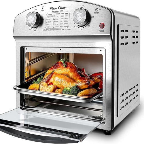 Stainless Steel 12.5 Qt Air Fryer, Dual Knob Control, 60-Min Timer,
