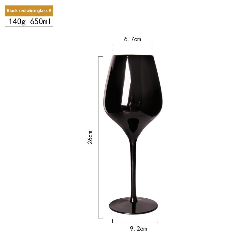 Household Black Crystal Glass Goblet Set For Elegant Use