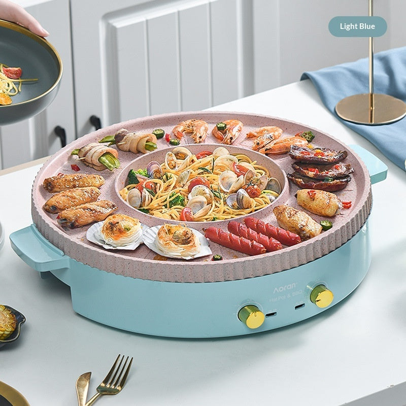 Electric Hot Pot And Grill Combo For Multifunction Barbecue Cooking