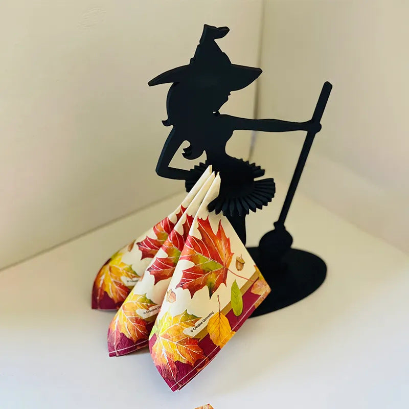 Wooden Halloween Witch Napkin Holder For Kitchen And Restaurant Decoration