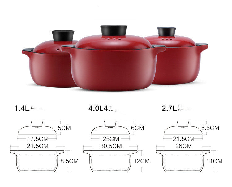 China Red Ceramic Casserole Pot High Temperature Resistant Multi Purpose Stock Pot