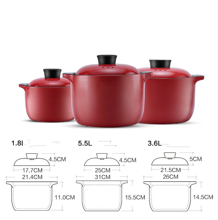 China Red Ceramic Casserole Pot High Temperature Resistant Multi Purpose Stock Pot