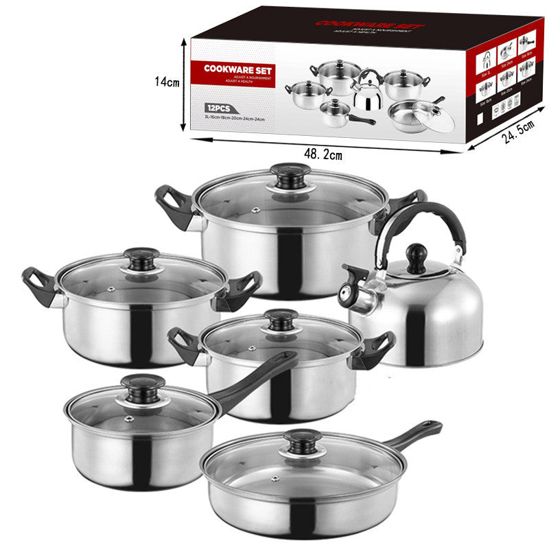 Stainless Steel Cookware Set Milk Soup Pot Frying Pan Kettle