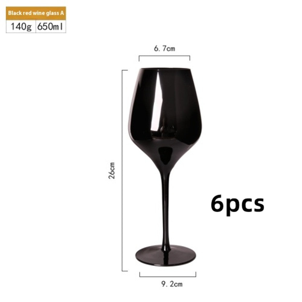 Household Black Crystal Glass Goblet Set For Elegant Use