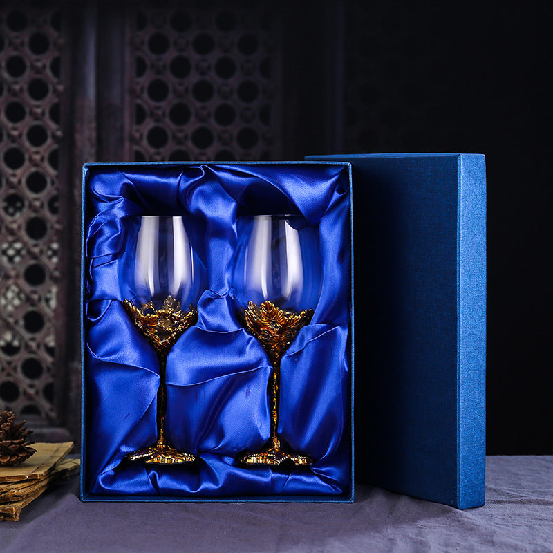 Enamel Crystal Glass Decanter And Elegant Goblet Set