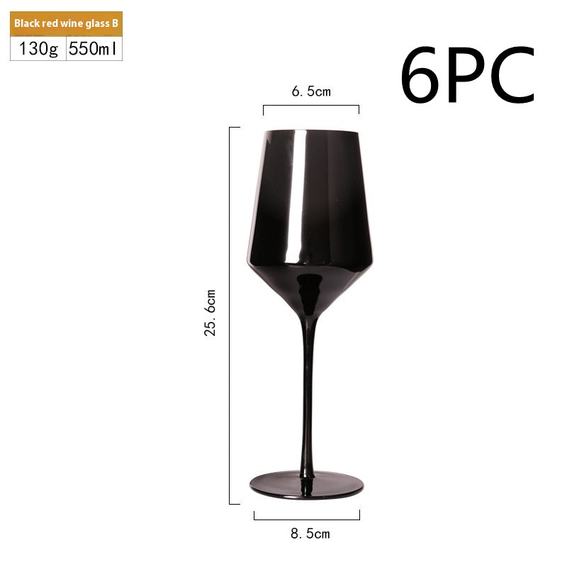 Household Black Crystal Glass Goblet Set For Elegant Use