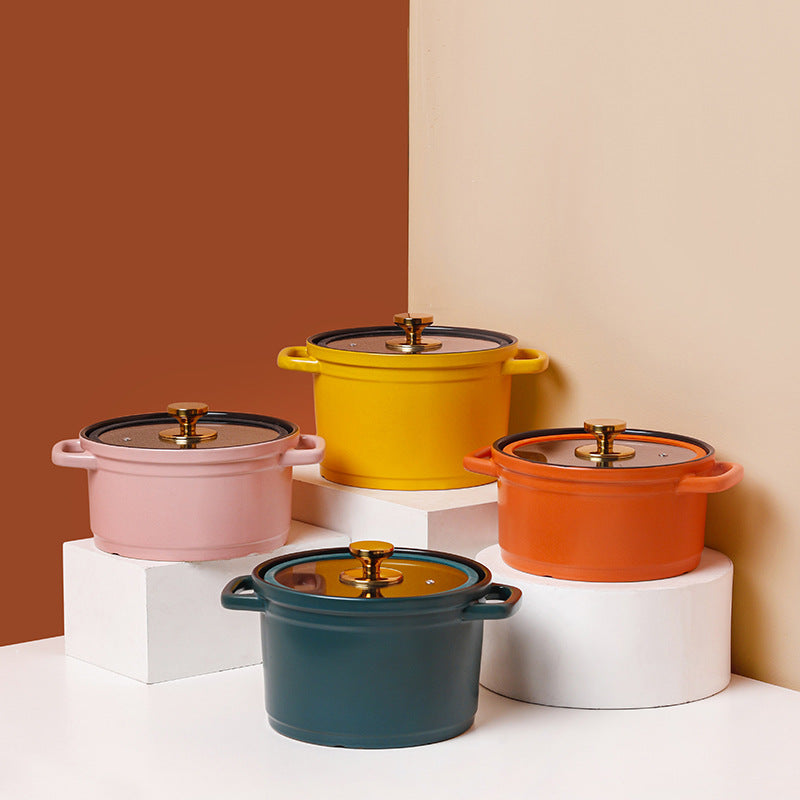 Nordic Ceramic Large Capacity Glazed Porridge And Stock Pot