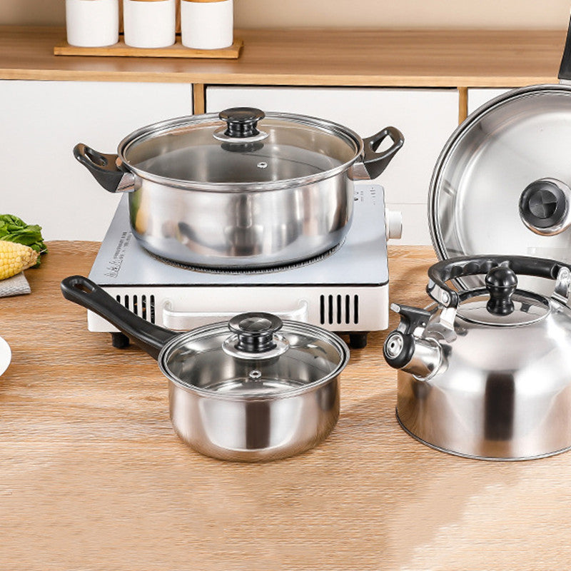 Stainless Steel Cookware Set Milk Soup Pot Frying Pan Kettle