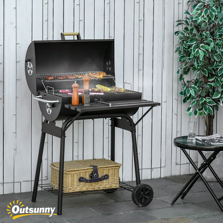 30" Portable Charcoal Barbecue Grill with Wheels Outdoor Barbecue with