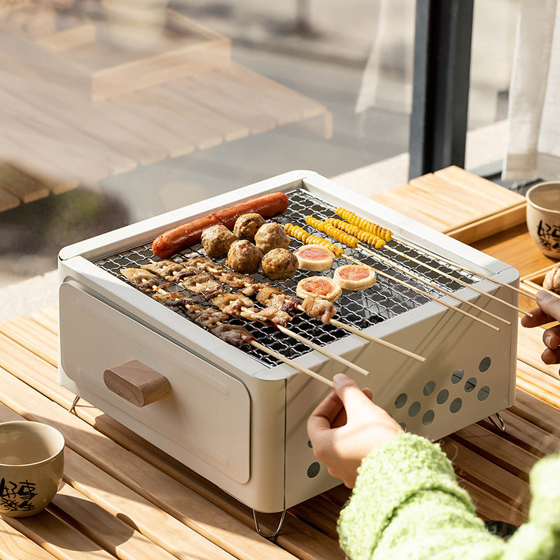 Square Outdoor Courtyard Charcoal Barbecue Grill Oven Unit
