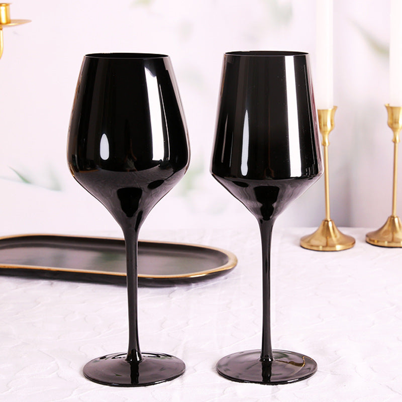 Household Black Crystal Glass Goblet Set For Elegant Use