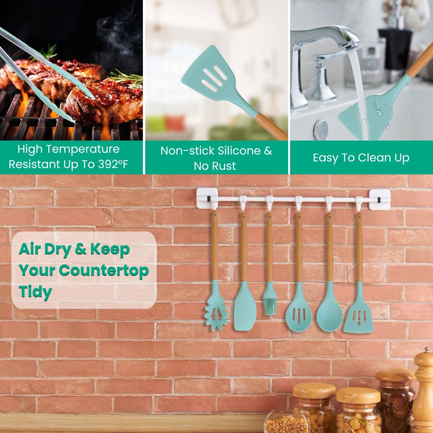 4 Colors Options -- Set Of 35Pcs Kitchen Cooking Utensils Set Spatula