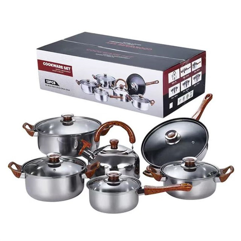 Stainless Steel Cookware Set Milk Soup Pot Frying Pan Kettle