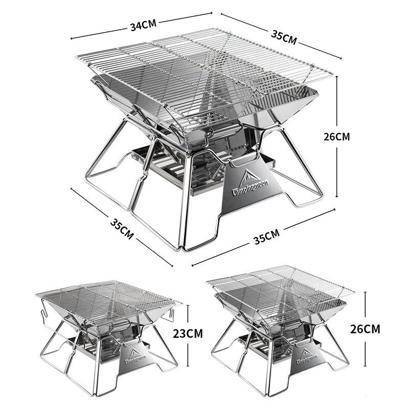 Foldable BBQ Grill For 2-3 Person Outdoor Camping And Cooking