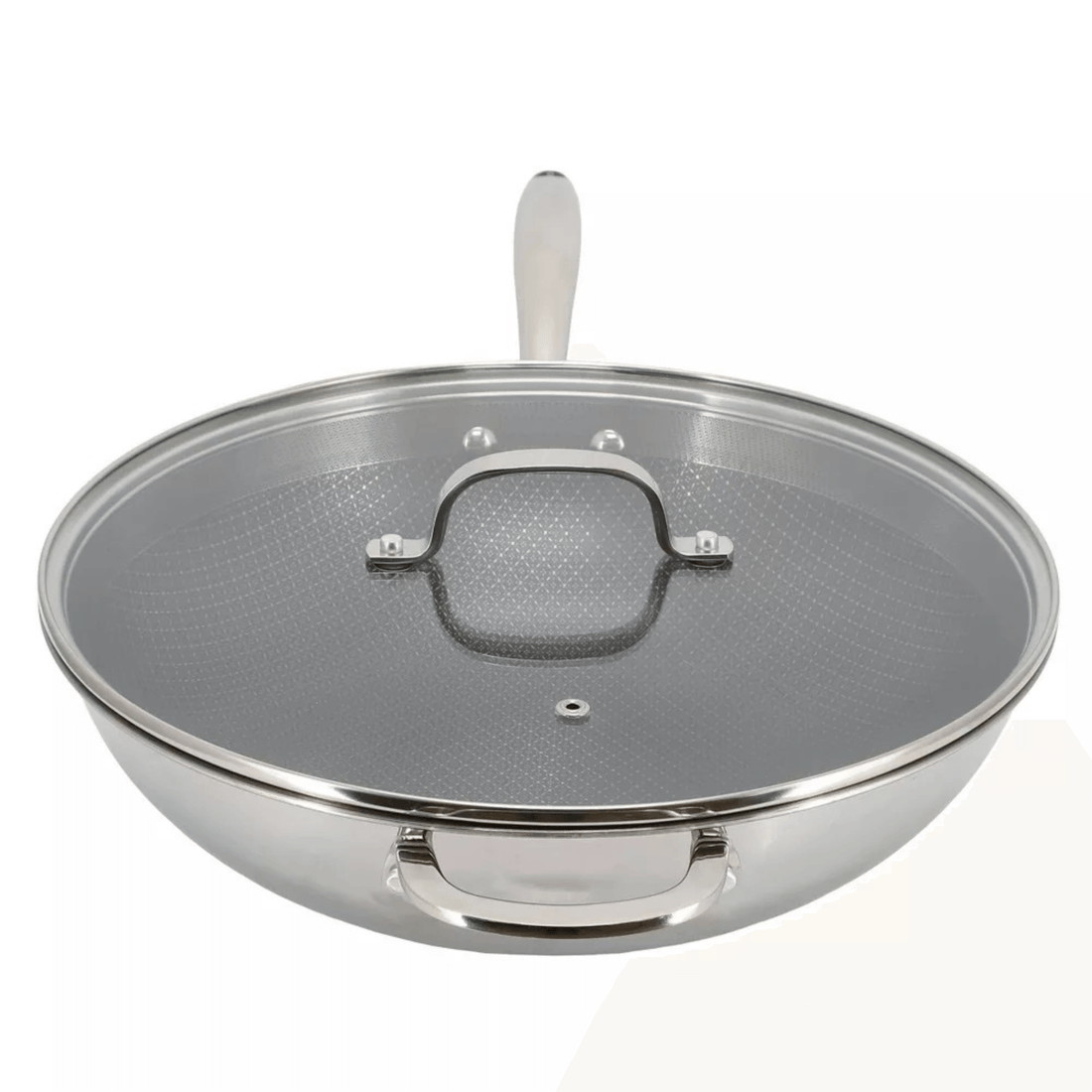 Better Chef 12.5-Inch 3-Ply Stainless Steel Nonstick Wok with Lid