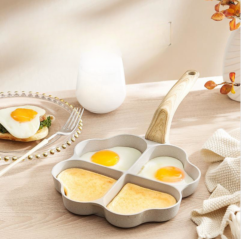 Aluminum Four Hole Egg Frying Pan For Breakfast Cooking