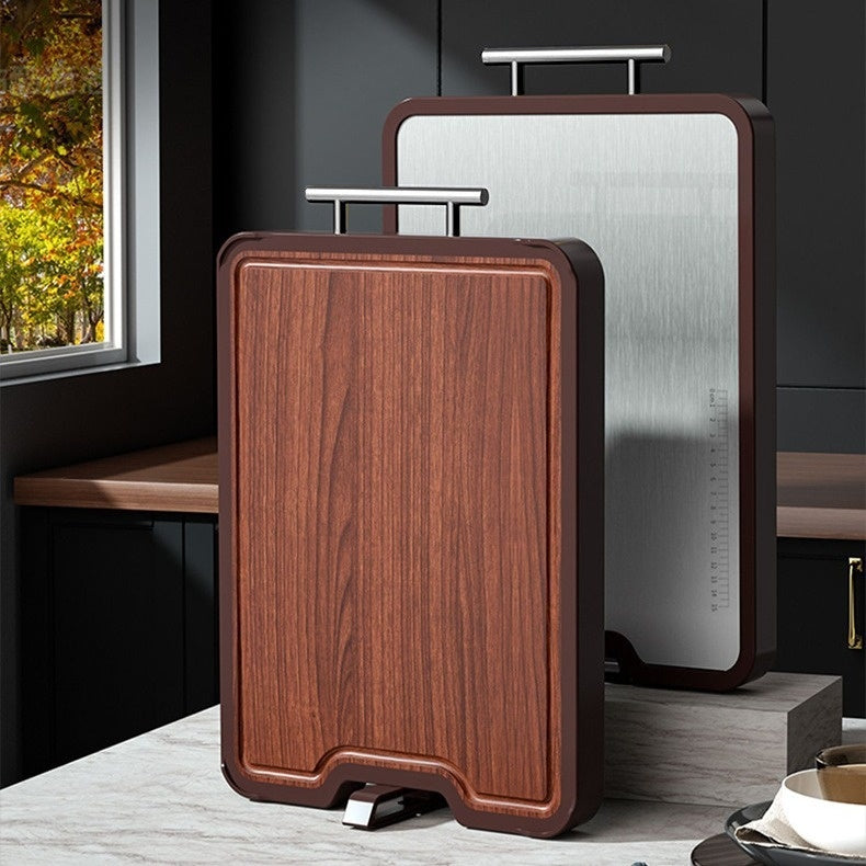 Stainless Steel Ebony Double-Sided Cutting Board