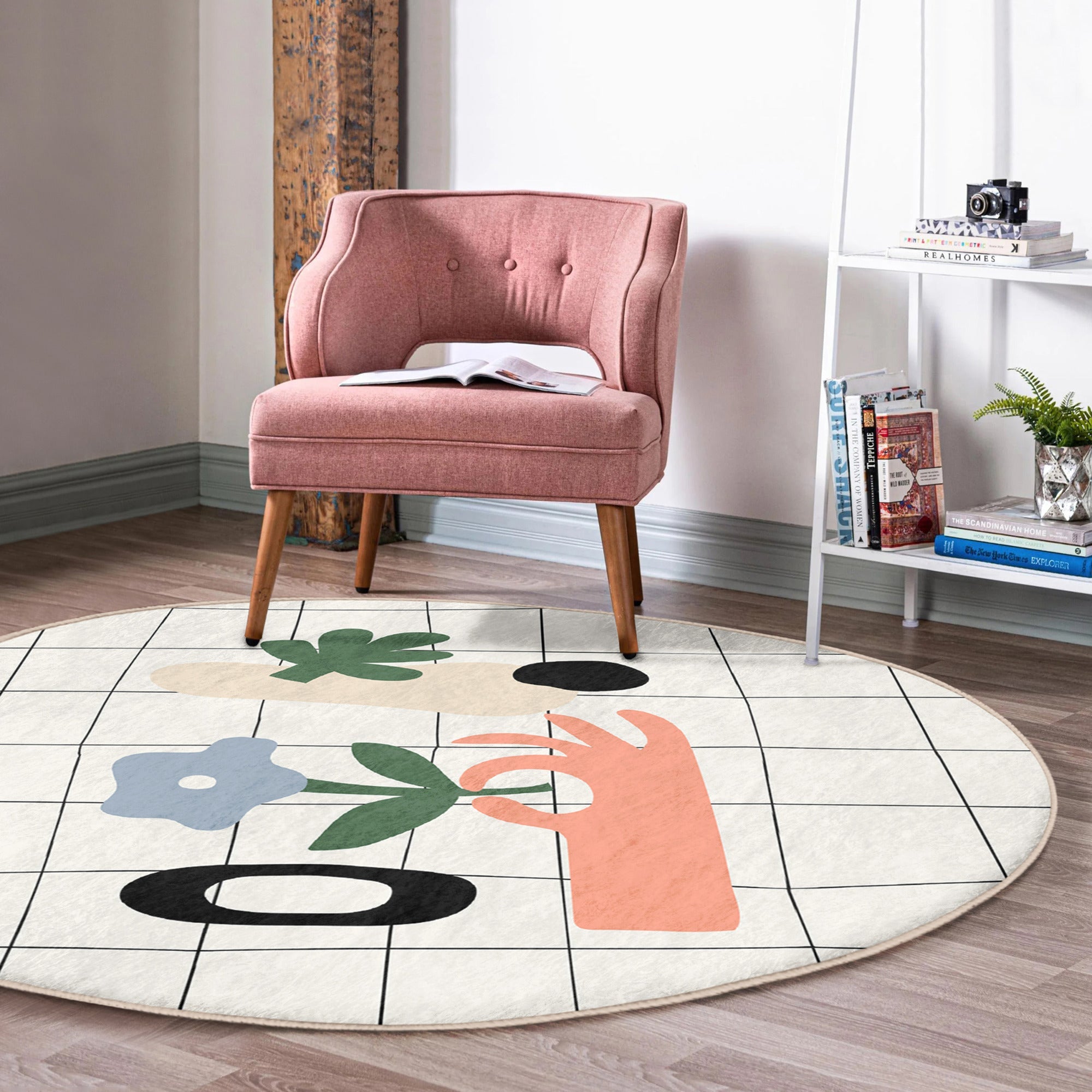Abstract Area Rug, Bedroom Decorative Round Rug, Home Decor Carpet,