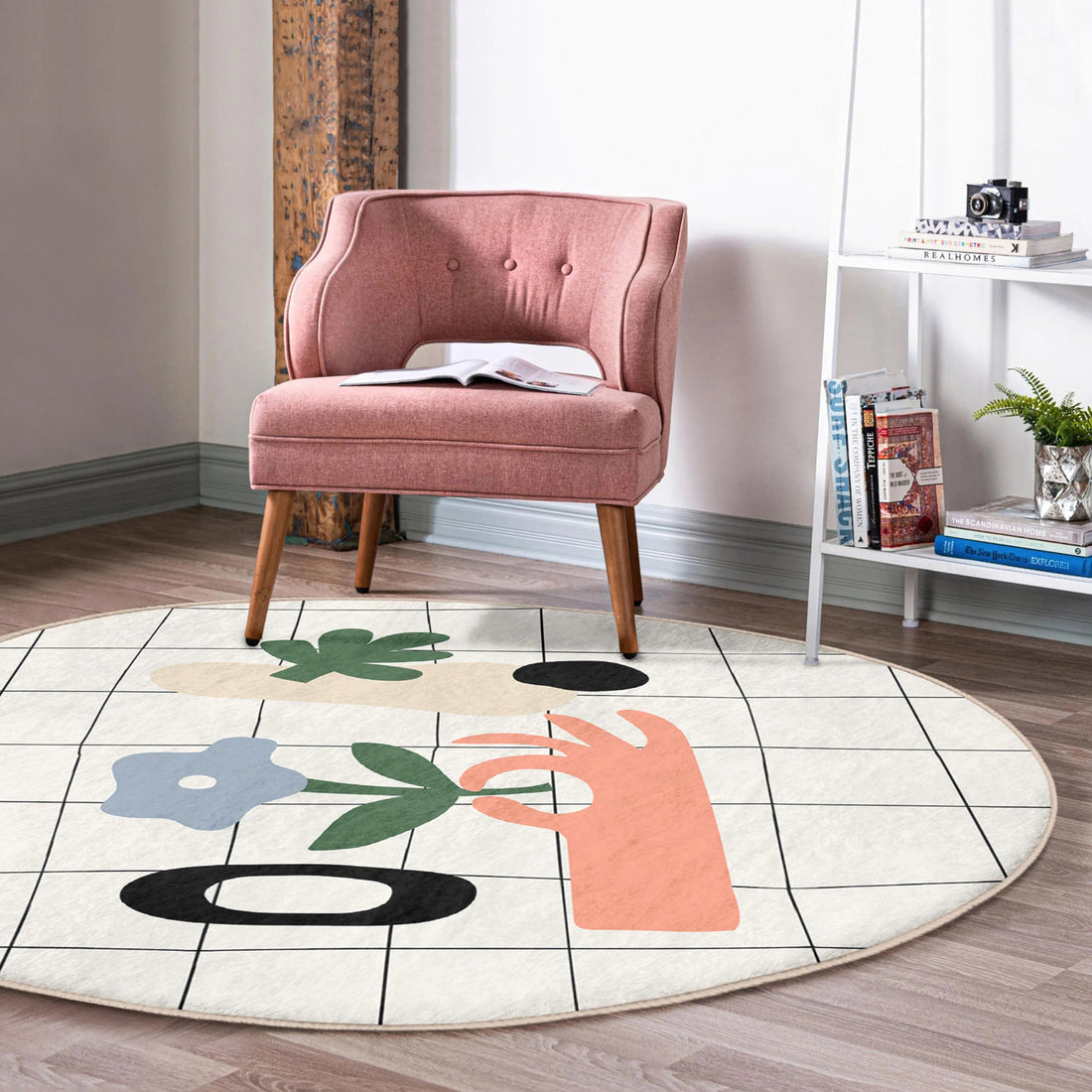 Abstract Area Rug, Bedroom Decorative Round Rug, Home Decor Carpet,