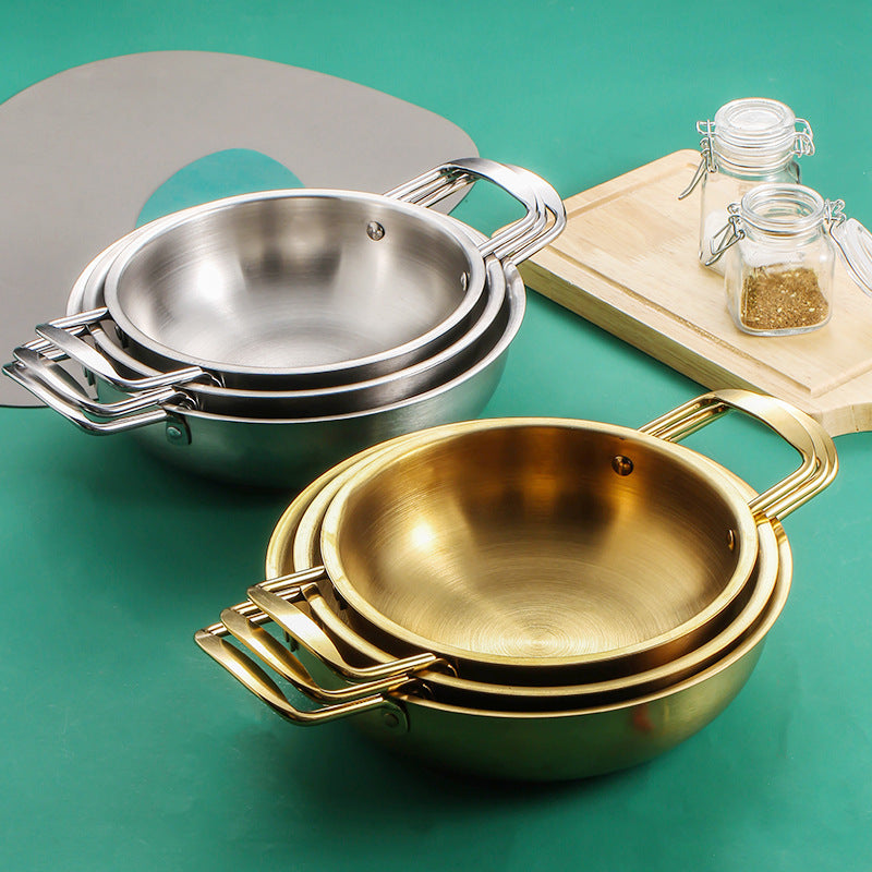 Heavy Duty Stainless Steel Double Handle Ramen Cooking Pot