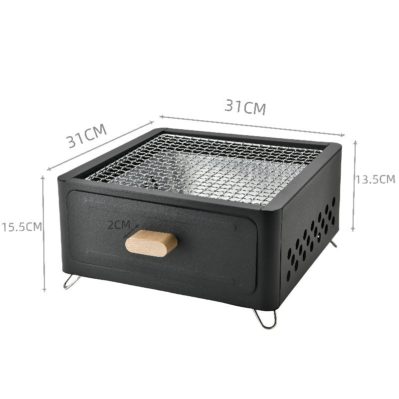 Square Outdoor Courtyard Charcoal Barbecue Grill Oven Unit