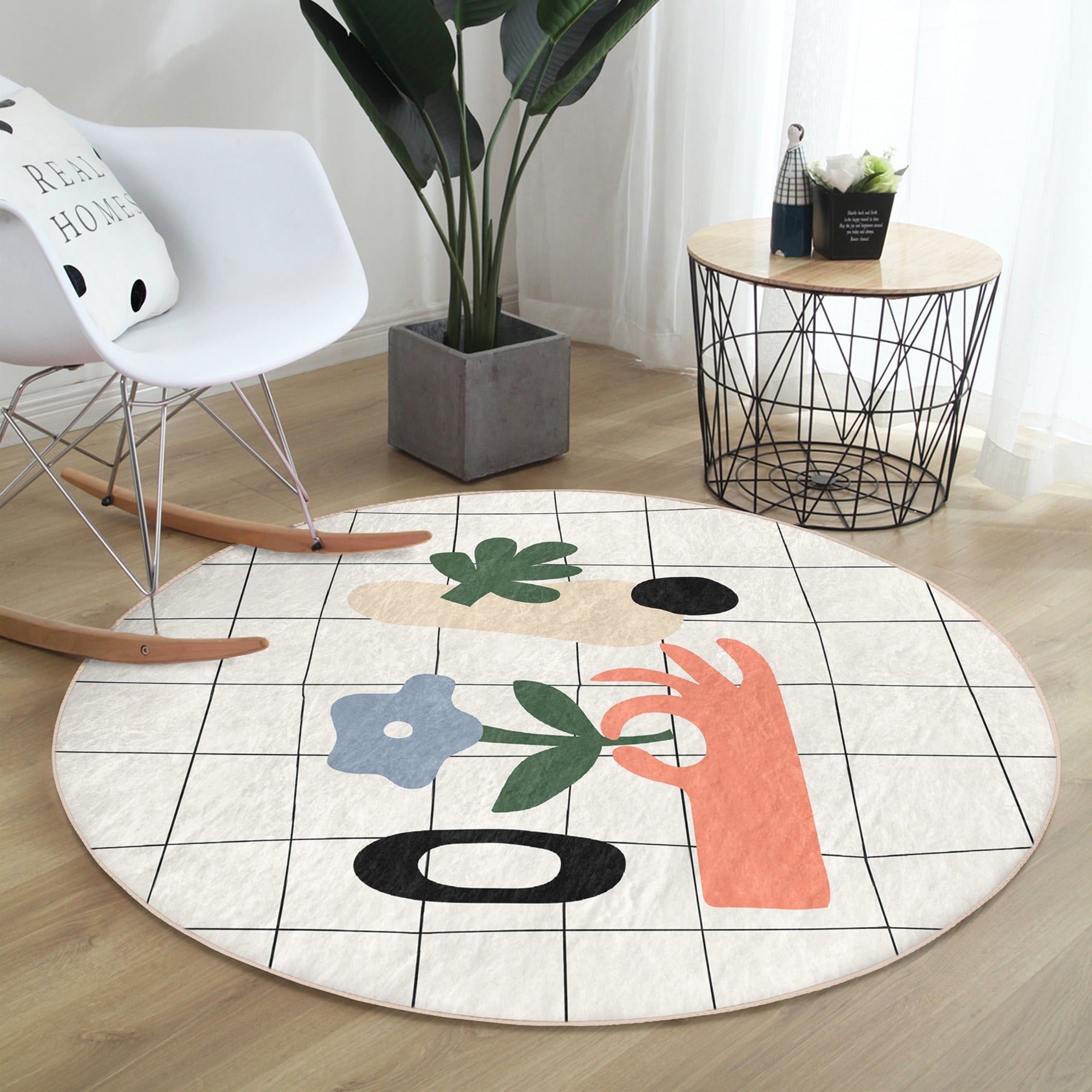 Abstract Area Rug, Bedroom Decorative Round Rug, Home Decor Carpet,