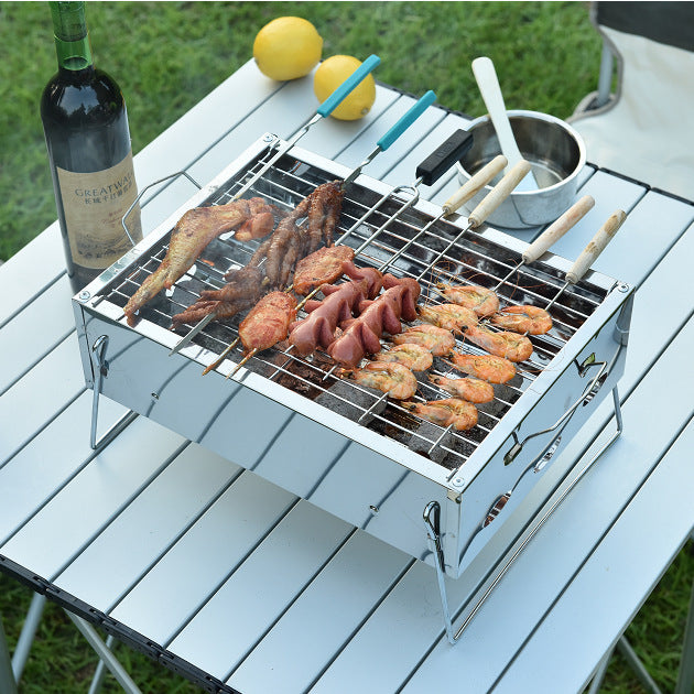 Portable Stainless Steel Charcoal Barbecue Grill Household Cooking Unit