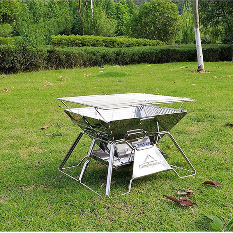 Foldable BBQ Grill For 2-3 Person Outdoor Camping And Cooking