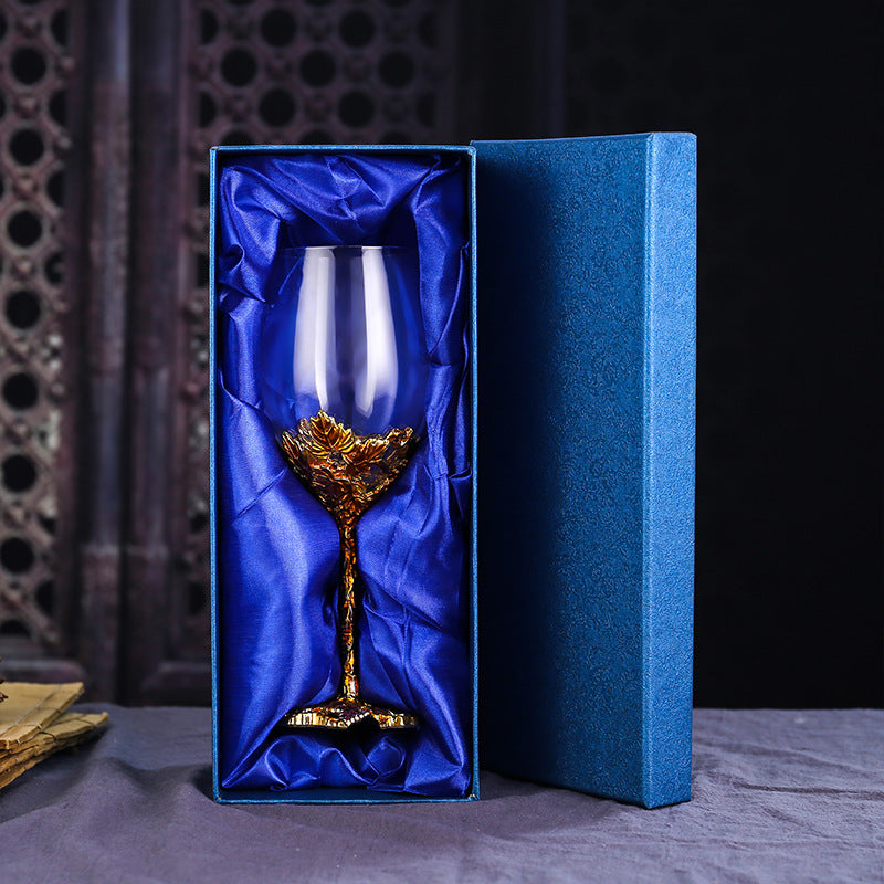 Enamel Crystal Glass Decanter And Elegant Goblet Set