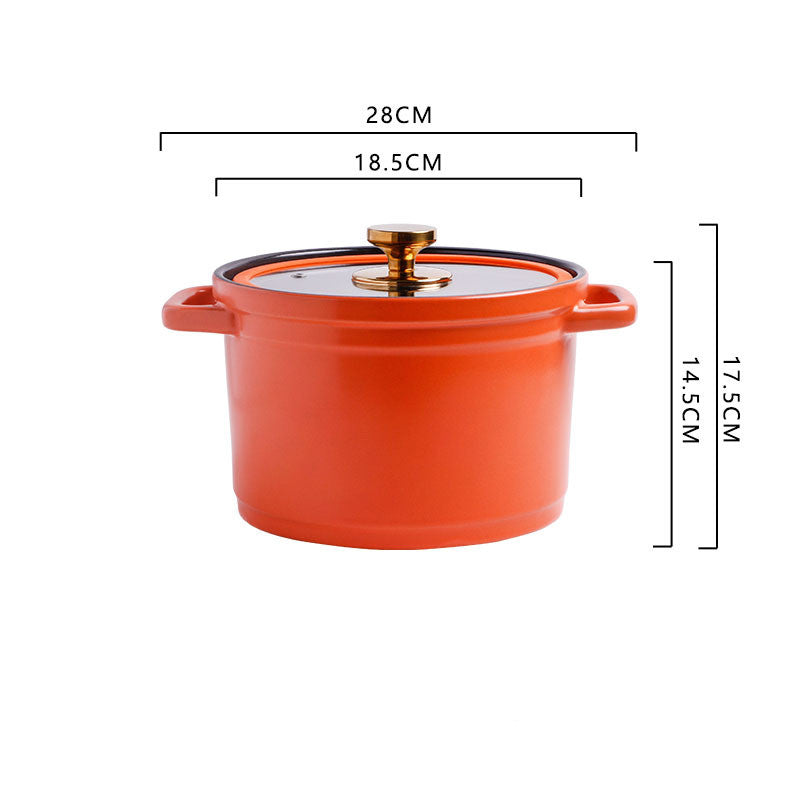 Nordic Ceramic Large Capacity Glazed Porridge And Stock Pot