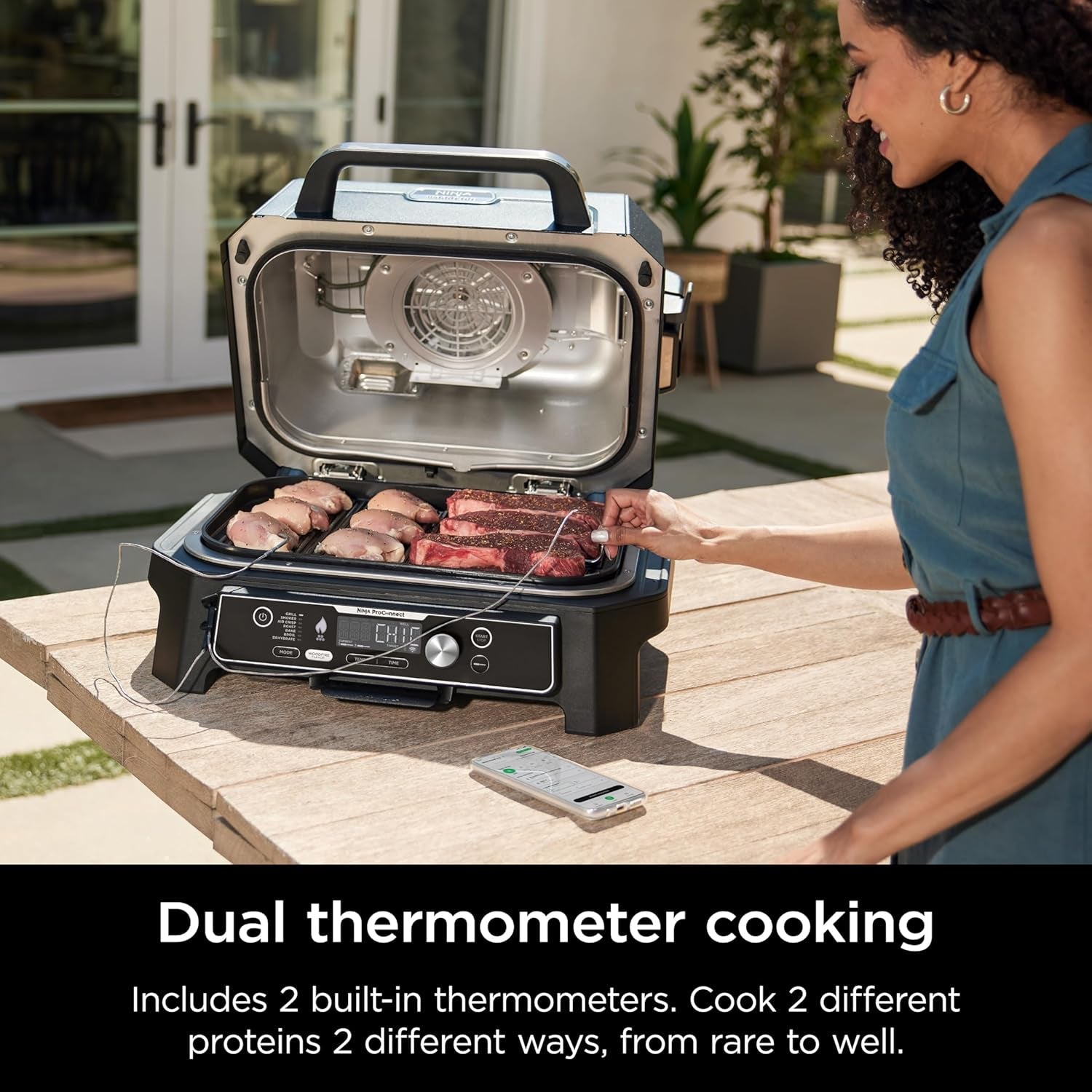 XL Smart Grill Smoker 7 In 1 With App Control Black