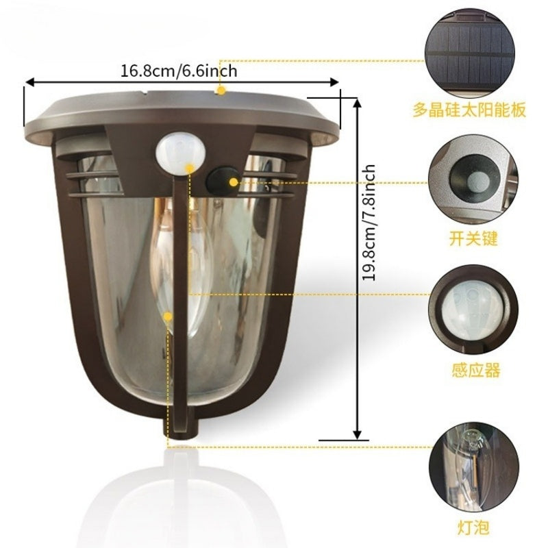 European Retro Solar Wall Lamp For Courtyard Decorative Lighting