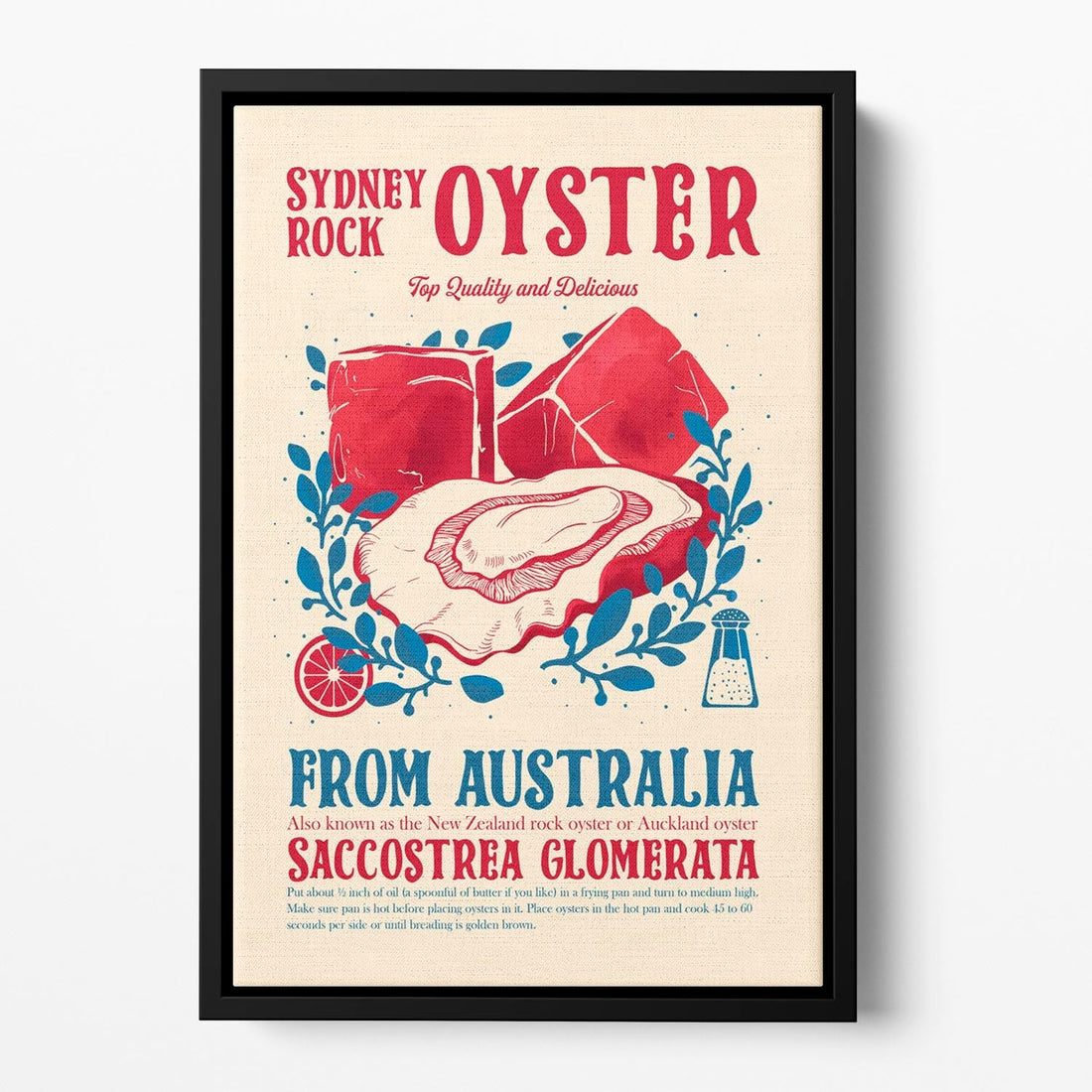 Oyster kitchen decor Floating Framed Canvas