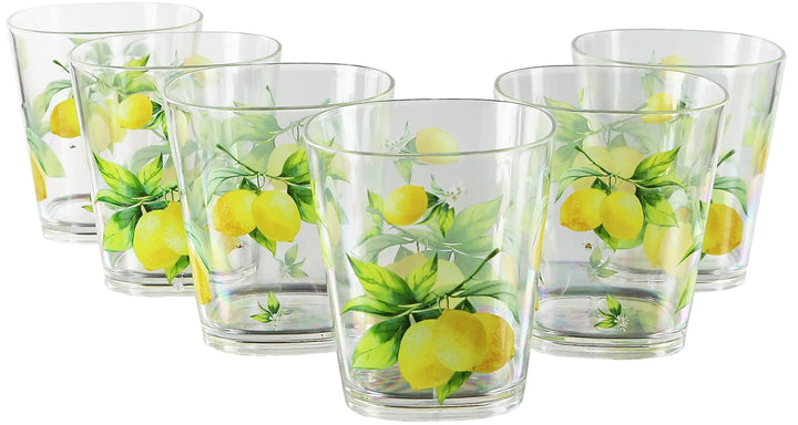 Reston Lloyd 76419 6pc Acrylic Drinkware Set 14oz  Fresh Lemons