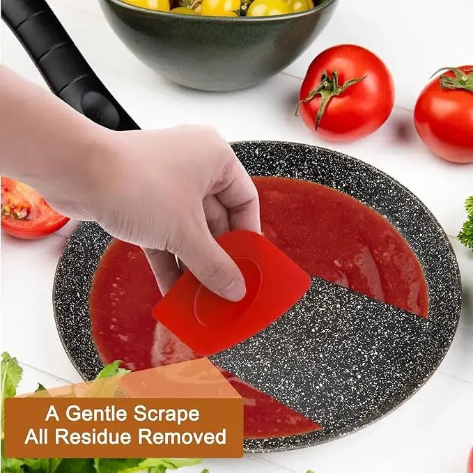 3 Pack Pan Scraper Plastic Kitchen Pot Scrubber Cast Iron Skillet Non
