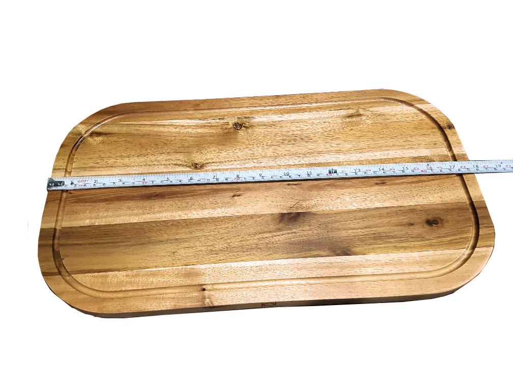 Zavis Green Acacia Wood Serving Rounded Cutting Board With Juice
