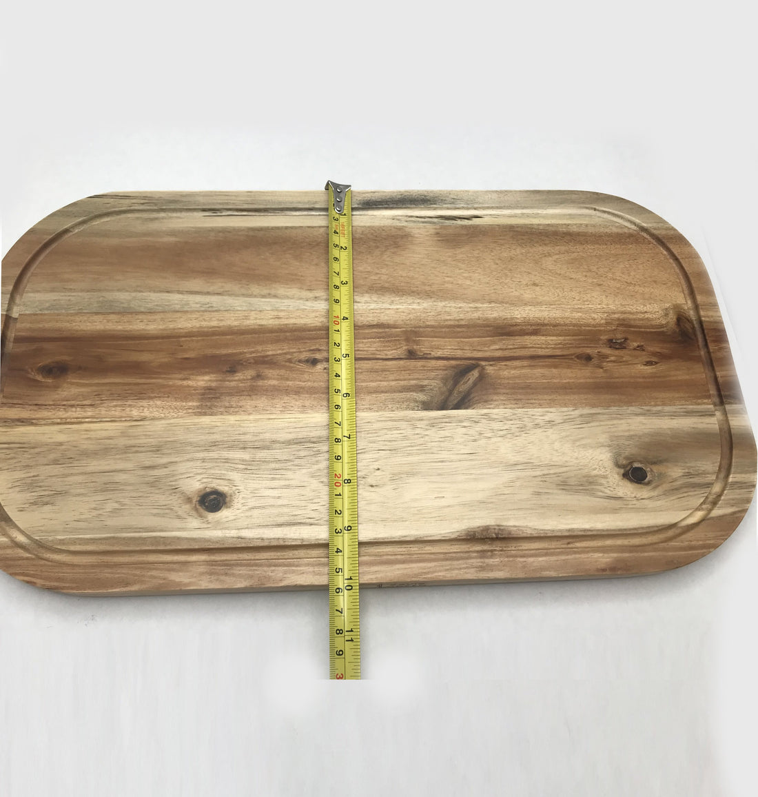 Zavis Green Acacia Wood Serving Rounded Cutting Board With Juice