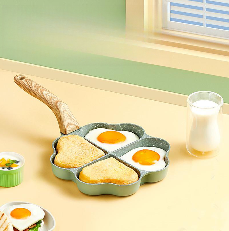 Aluminum Four Hole Egg Frying Pan For Breakfast Cooking