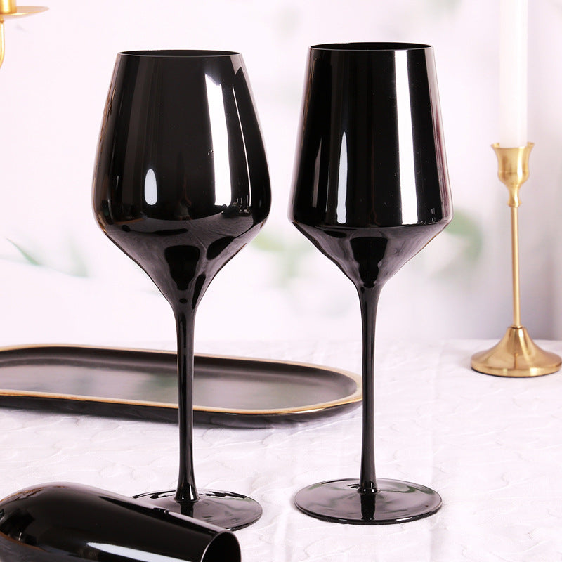 Household Black Crystal Glass Goblet Set For Elegant Use