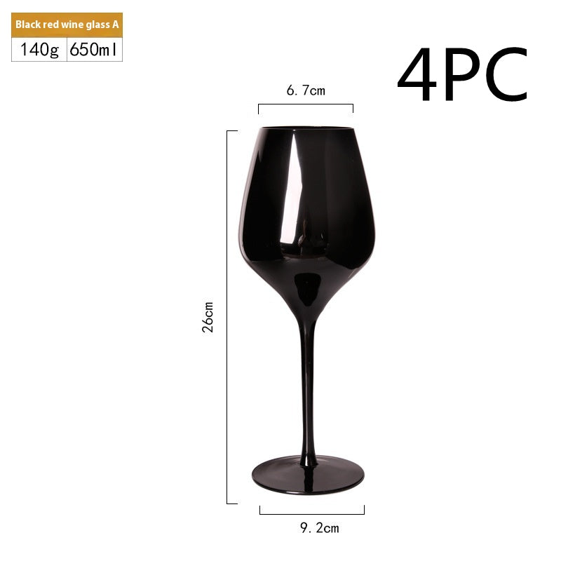 Household Black Crystal Glass Goblet Set For Elegant Use