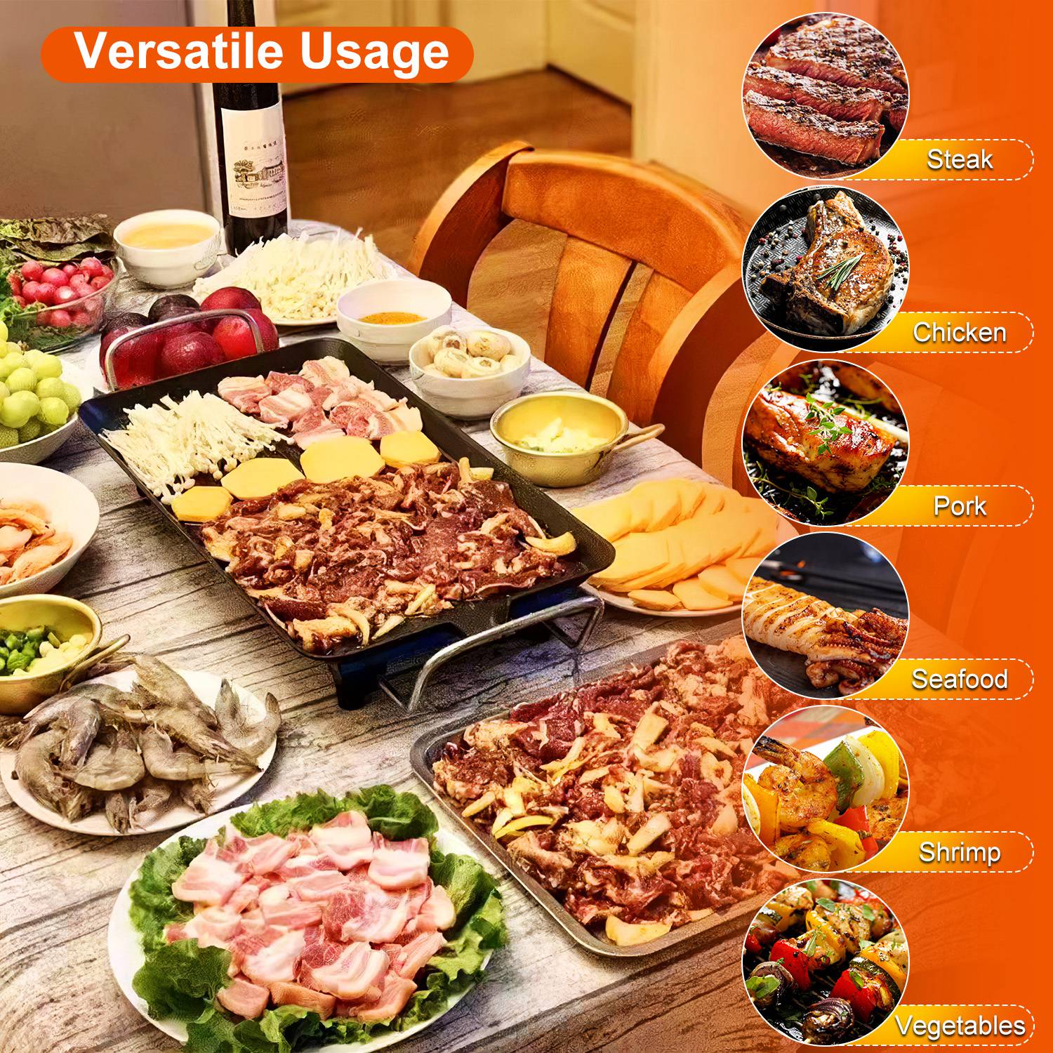 1Pc Electric Barbecue Grill Hot Plate Cooking BBQ Griddle Non Stick