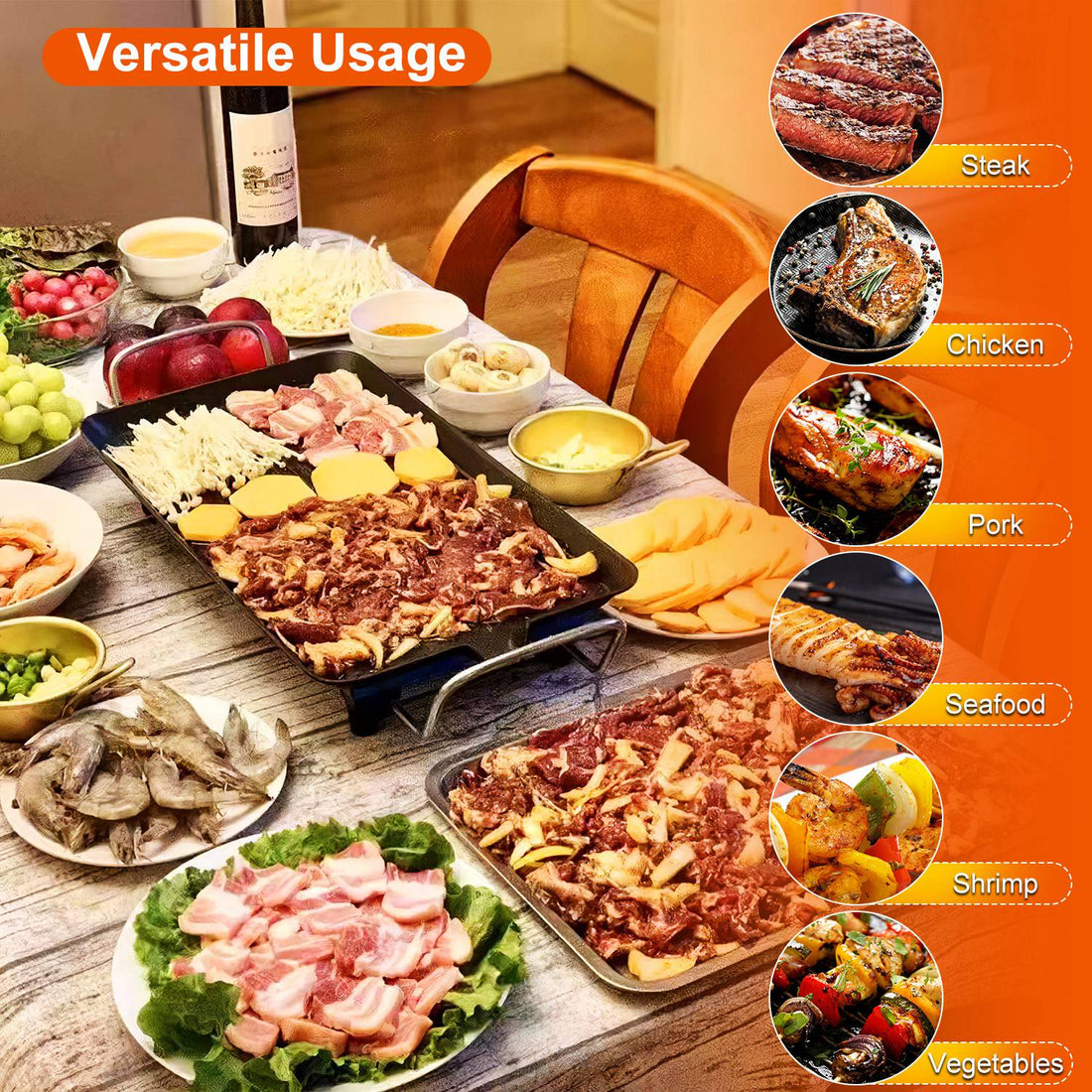 1Pc Electric Barbecue Grill Hot Plate Cooking BBQ Griddle Non Stick