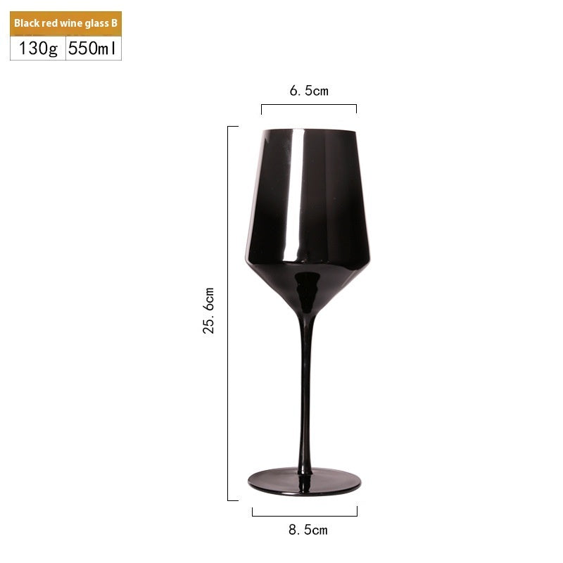 Household Black Crystal Glass Goblet Set For Elegant Use