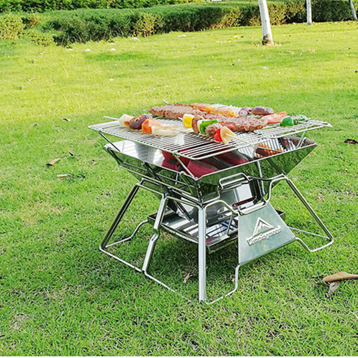 Foldable BBQ Grill For 2-3 Person Outdoor Camping And Cooking