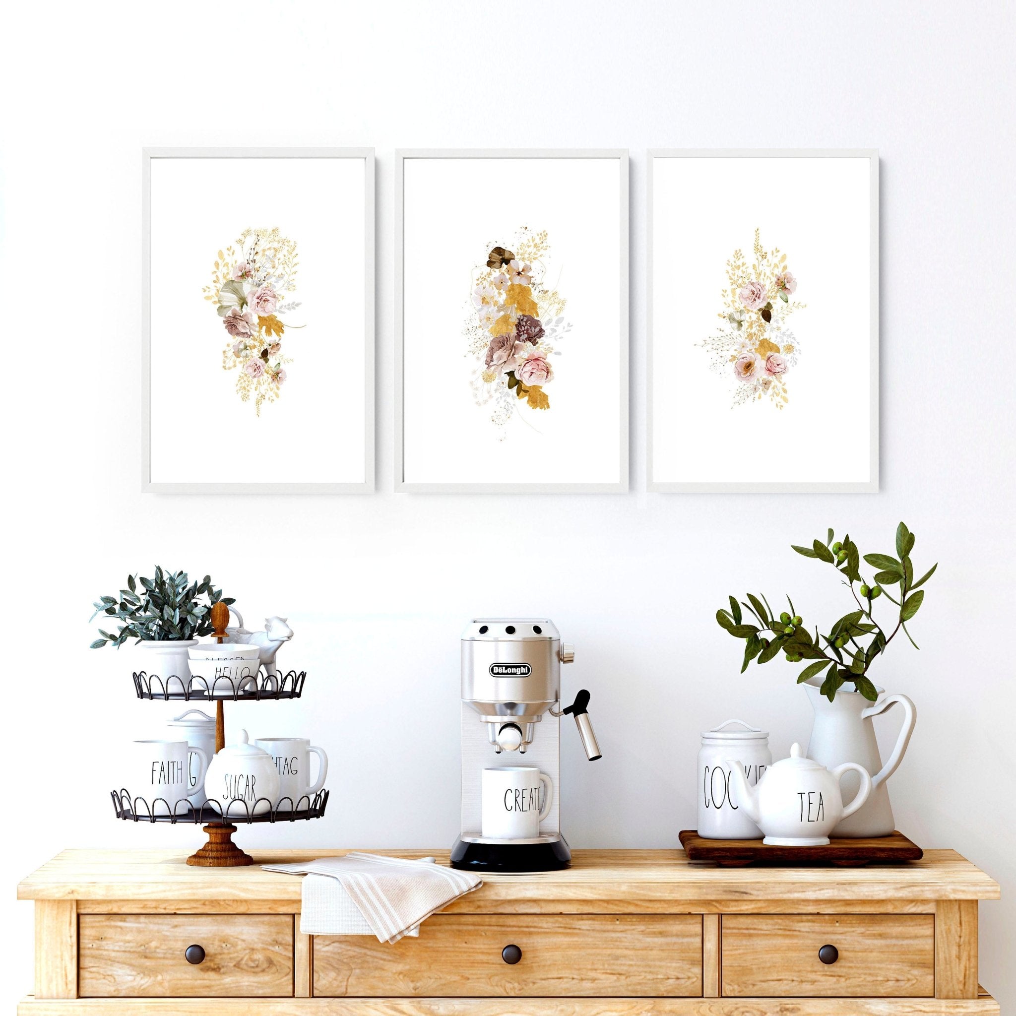 Kitchen Wall Decor Ideas – Set of 3 Botanical Prints