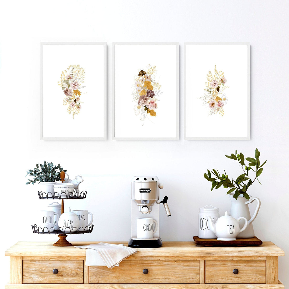 Kitchen Wall Decor Ideas – Set of 3 Botanical Prints