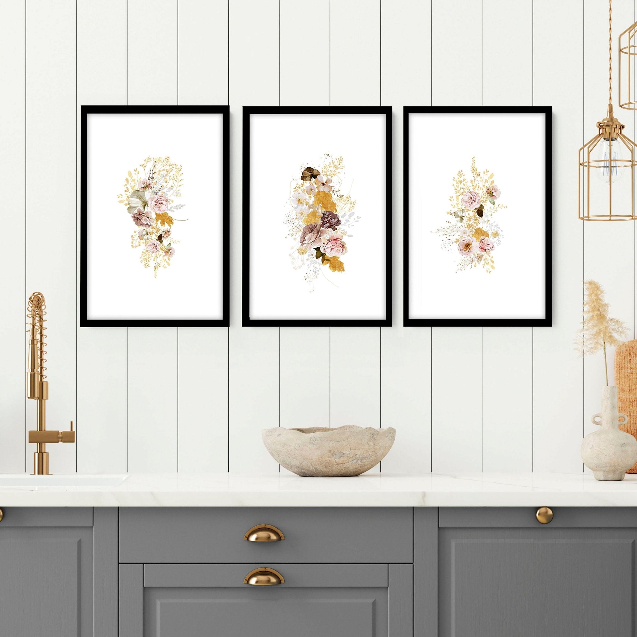 Kitchen Wall Decor Ideas – Set of 3 Botanical Prints