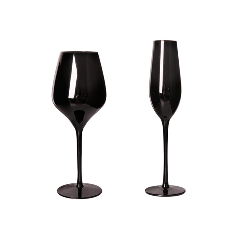 Household Black Crystal Glass Goblet Set For Elegant Use